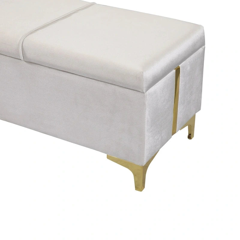 Queen Size Upholstered Platform Bed with Storage Ottoman 2-Pieces Bedroom Sets