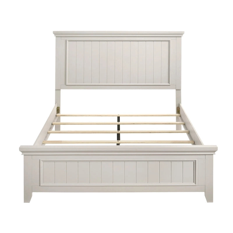 Off White Finish Wooden Panel Bed 1pc