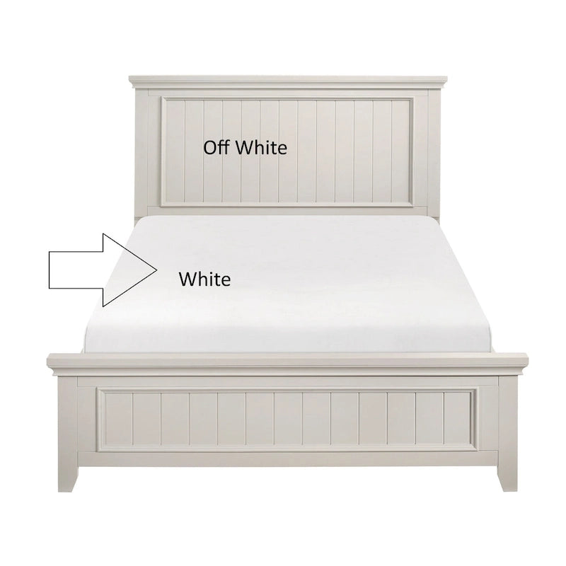 Off White Finish Wooden Panel Bed 1pc
