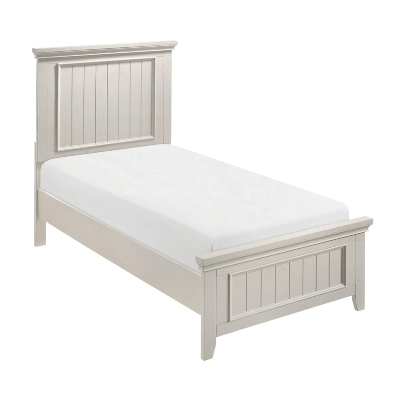 Off White Finish Wooden Panel Bed 1pc