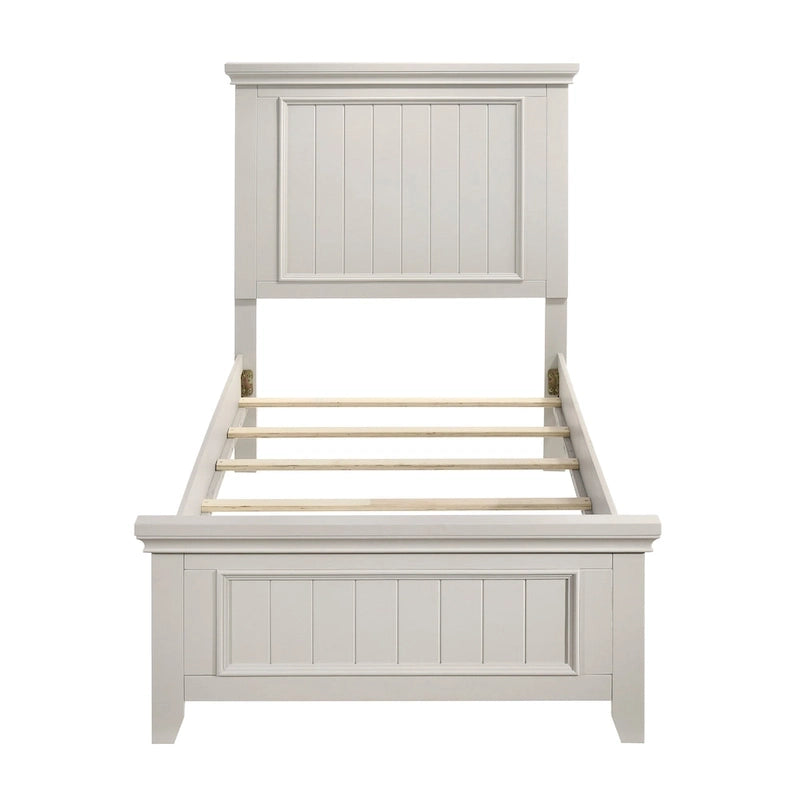 Off White Finish Wooden Panel Bed 1pc