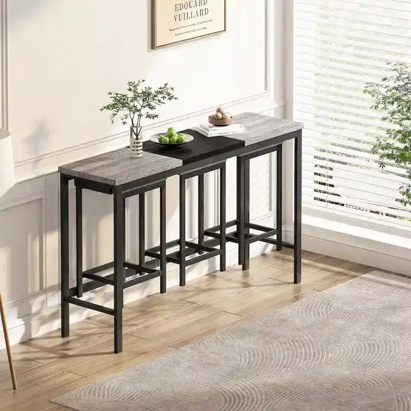 4-Piece Pub Set with Convenient Hanging Stool Design