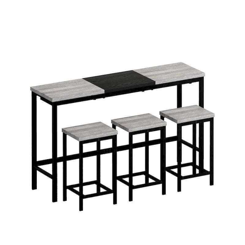 4-Piece Pub Set with Convenient Hanging Stool Design