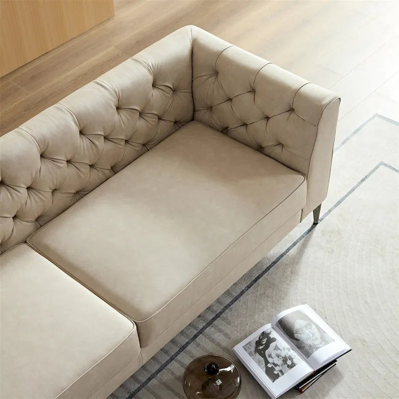 Modern Faux Leather Sofa with Metal Feet