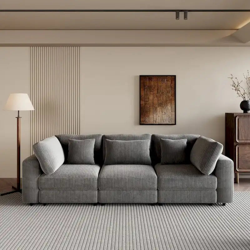 3 Seater Sofa with Removable Back Cushions and 5 Pillows