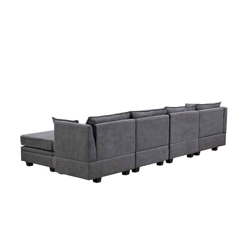 Modern U-Shape Modular Sectional Sofa, Convertible Sofa Bed with Reversible Chaise