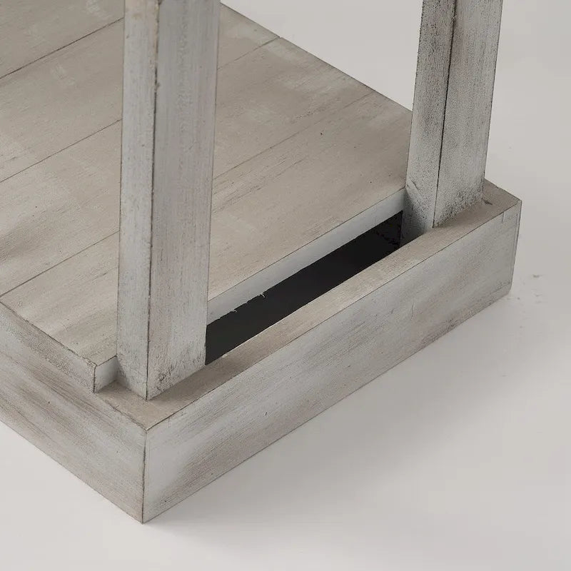 Modern Classic Blue/Grey Square Wooden Light End Table, Side Table