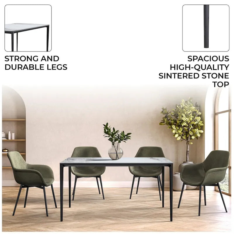 Avo 55 Rectangular Dining Table with Glass/Stone Top