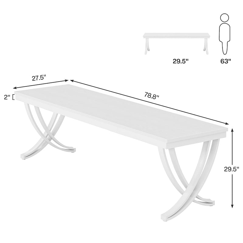 6.5FT Conference Table for 6-8 People , 78 inch Long Rectangular Seminar Table