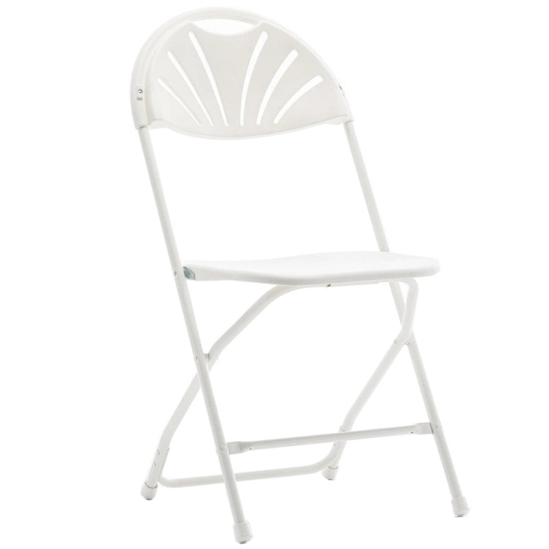 BTEXPERT White Plastic Folding Chair Steel Frame Commercial High Capacity Event Chair Lightweight Wedding Party Set of 2