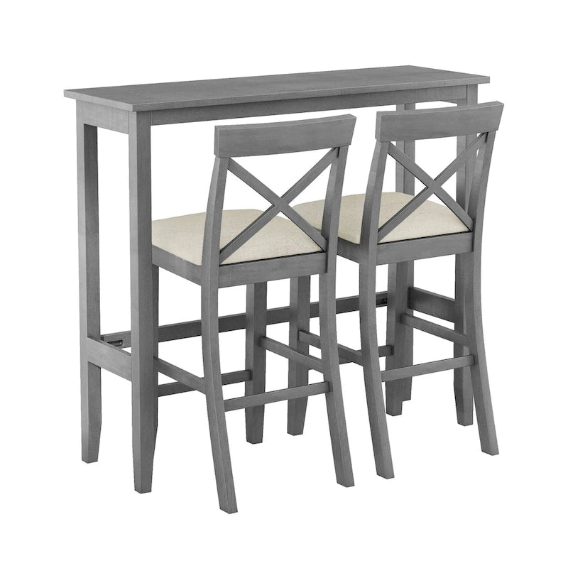 3PCS Rectangular Wood Bar Dining Set