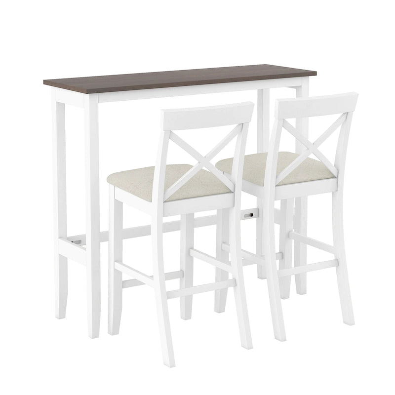 3PCS Rectangular Wood Bar Dining Set