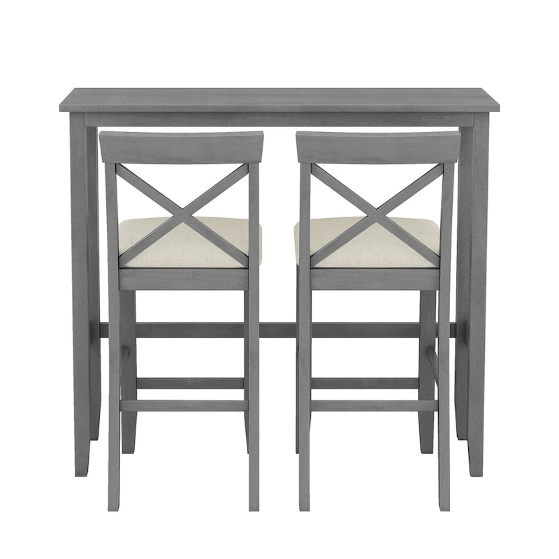 3PCS Rectangular Wood Bar Dining Set