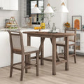 3-Piece Wood Counter Height Drop Leaf Dining Table Set with 2 Upholstered Dining Chairs