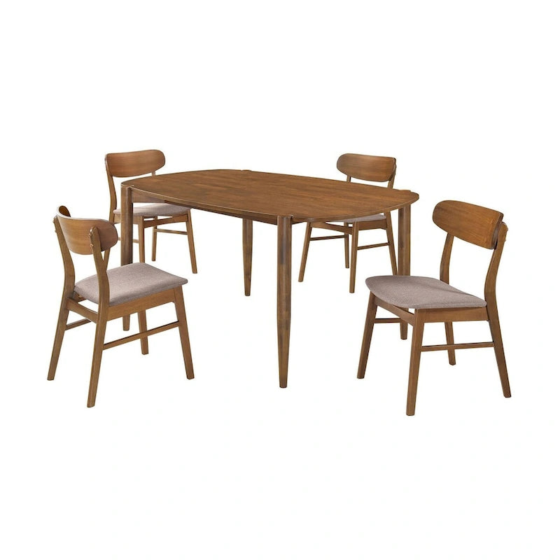 Whisten Walnut 5-piece Solid Wood Dining Set