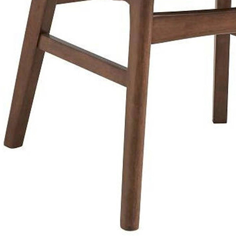 Evis 23 Inch Side Dining Chair Set of 2, Walnut Brown, Soft Green Fabric