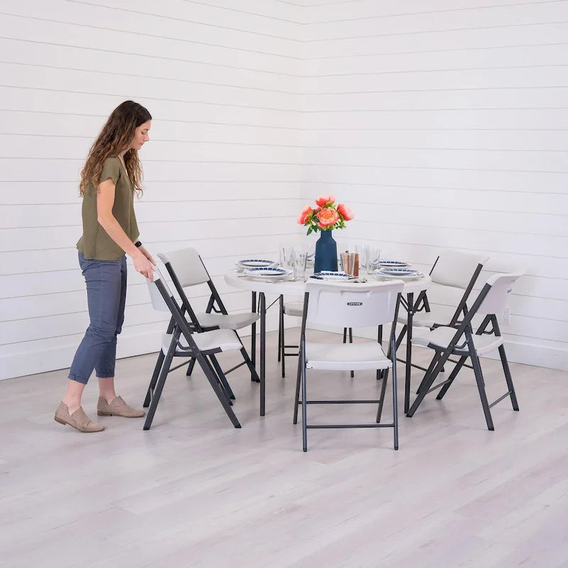 Lifetime 48 inch Round Nesting Table, Indoor/Outdoor Light Commercial Grade, White