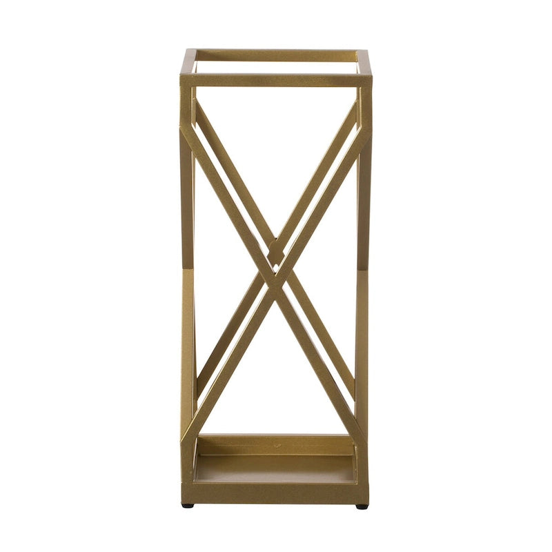 Decorative Gold Square X Design Umbrella Holder Stand for Indoor and Outdoor