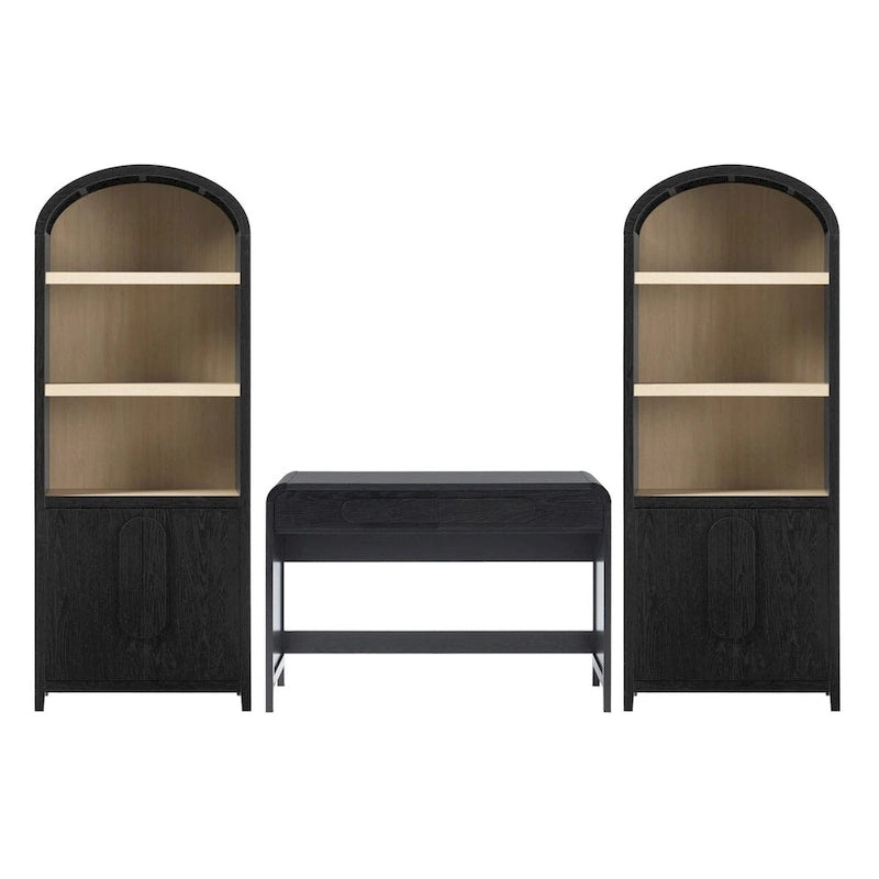 Middlebrook 3-Piece Set Writing Desk with 2 Cabinet Bookcases