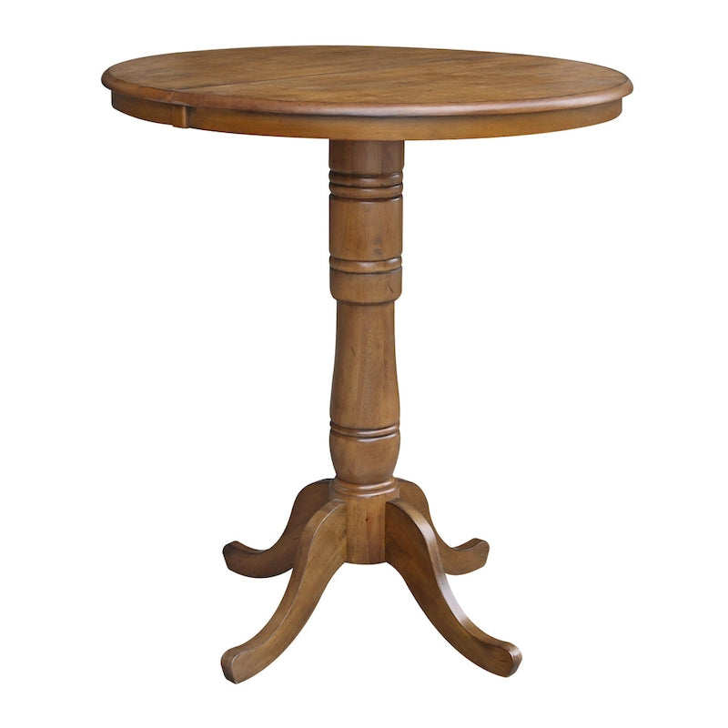 36 Round Pedestal Table with 12 Leaf in Pecan