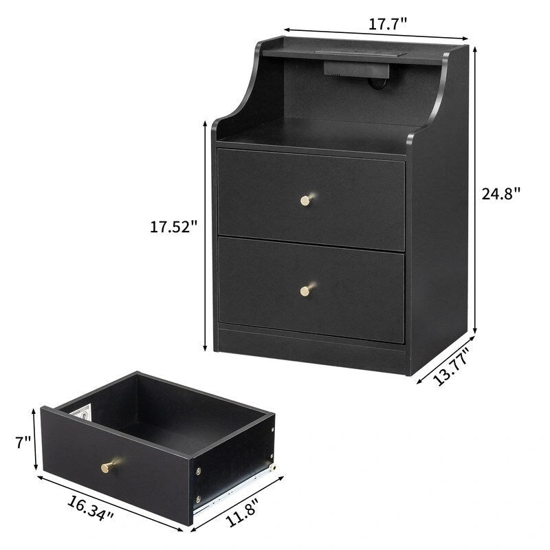 2 Drawer Nightstand with USB