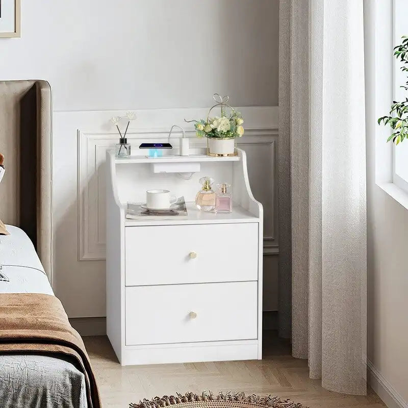 2 Drawer Nightstand with USB