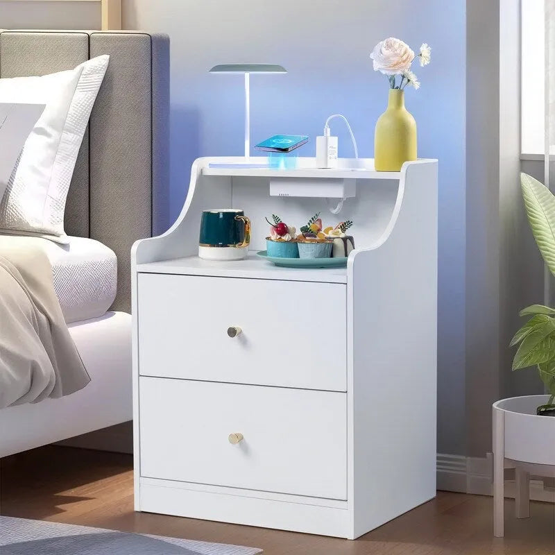 2 Drawer Nightstand with USB