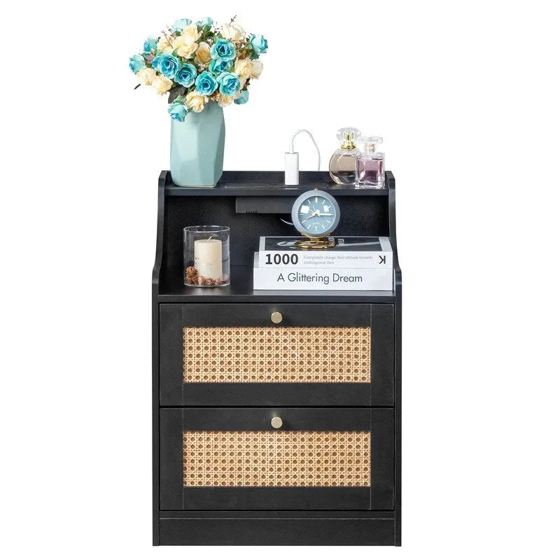 2 Drawer Nightstand with USB