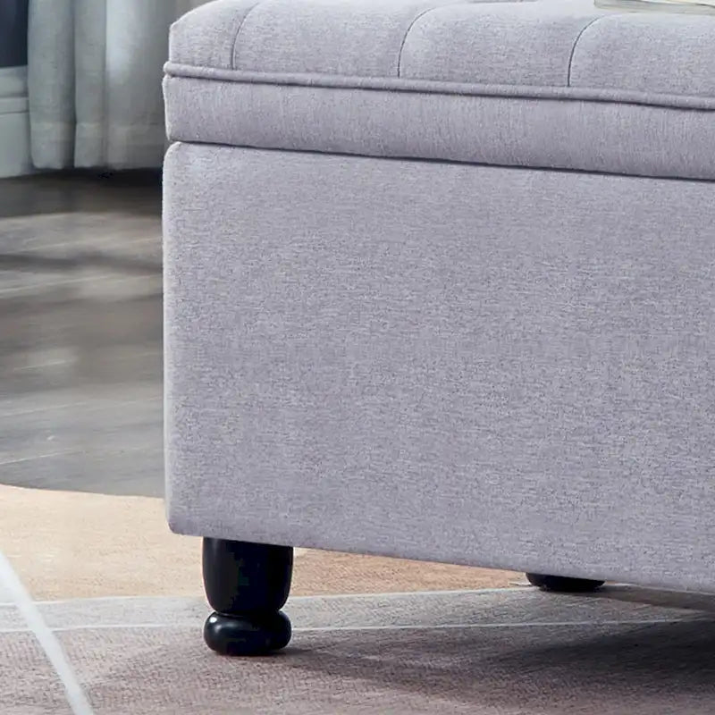 Upholstered tufted button storage bench