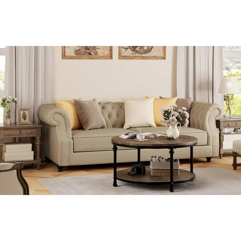 Round Coffee Table 30.31 Industrial Center Table