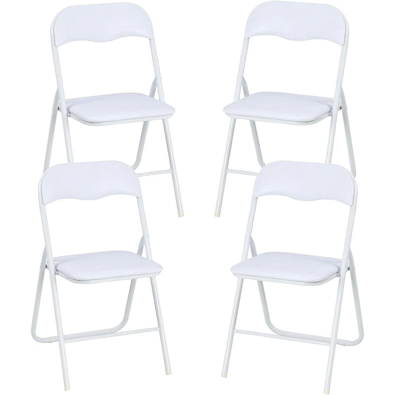 4 Folding Chairs with Cushion, with Non-Slip Feet Pads