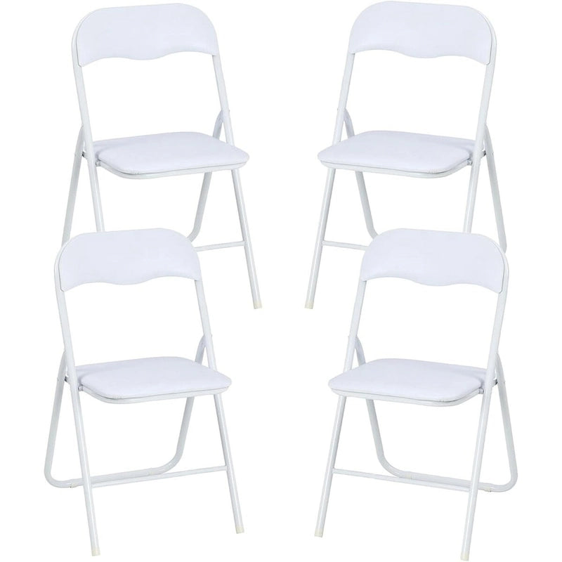 4 Folding Chairs with Cushion, with Non-Slip Feet Pads