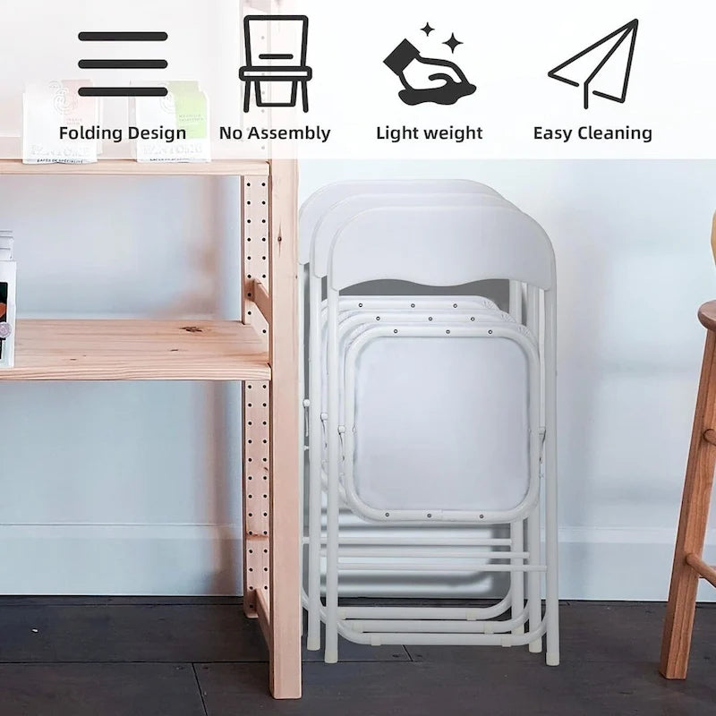 4 Folding Chairs with Cushion, with Non-Slip Feet Pads