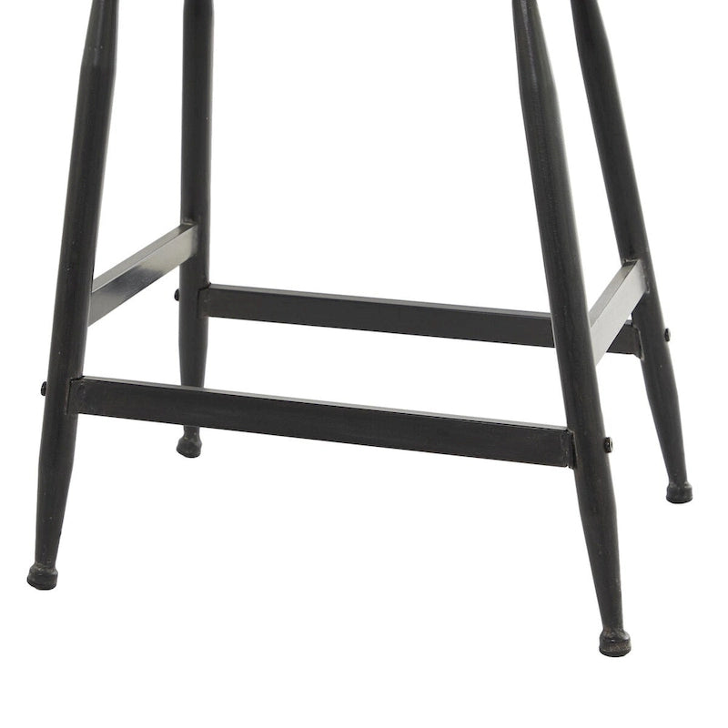 Metal Counter Stool with Brown Wood Top - Black - Roche River Decor
